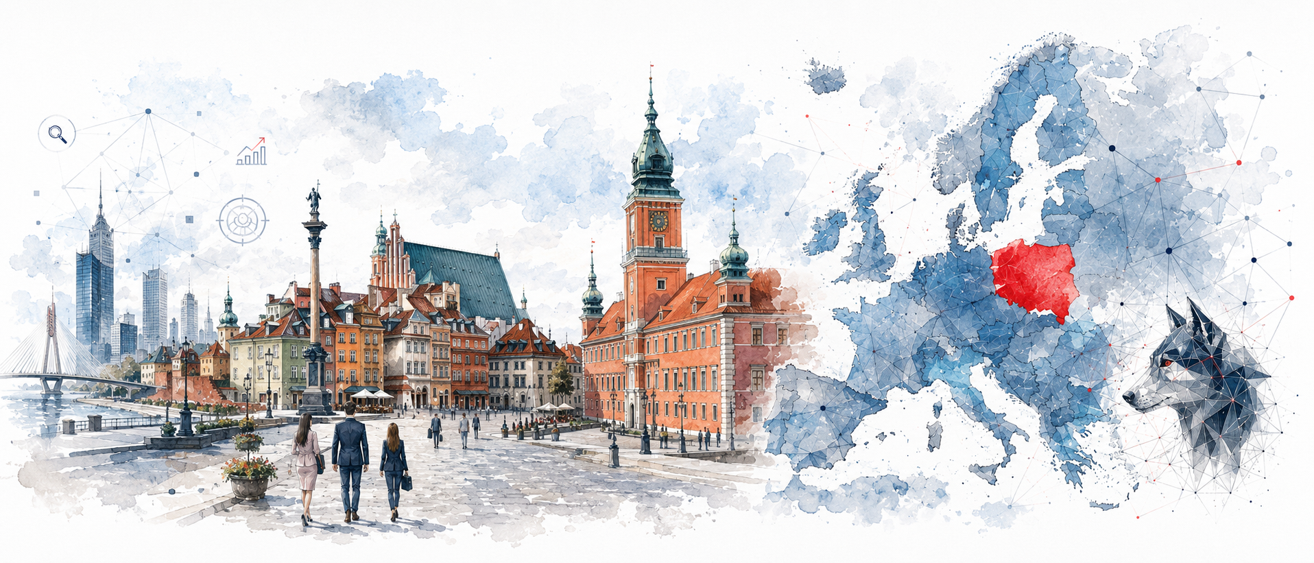 Illustration de la Pologne et de l’Europe centrale pour le lancement de campagnes Google Ads
